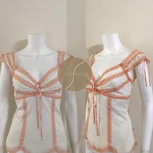 *SOLD* Vintage Betsey Johnson Milkmaid ribbon top